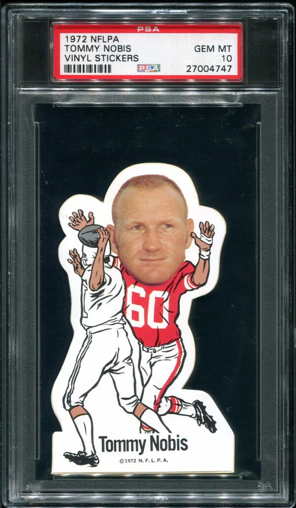 Authentic 1972 NFLPA Vinyl Stickers Tommy Nobis PSA 10