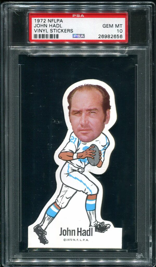 Authentic 1972 NFLPA Vinyl Stickers John Hadl PSA 10