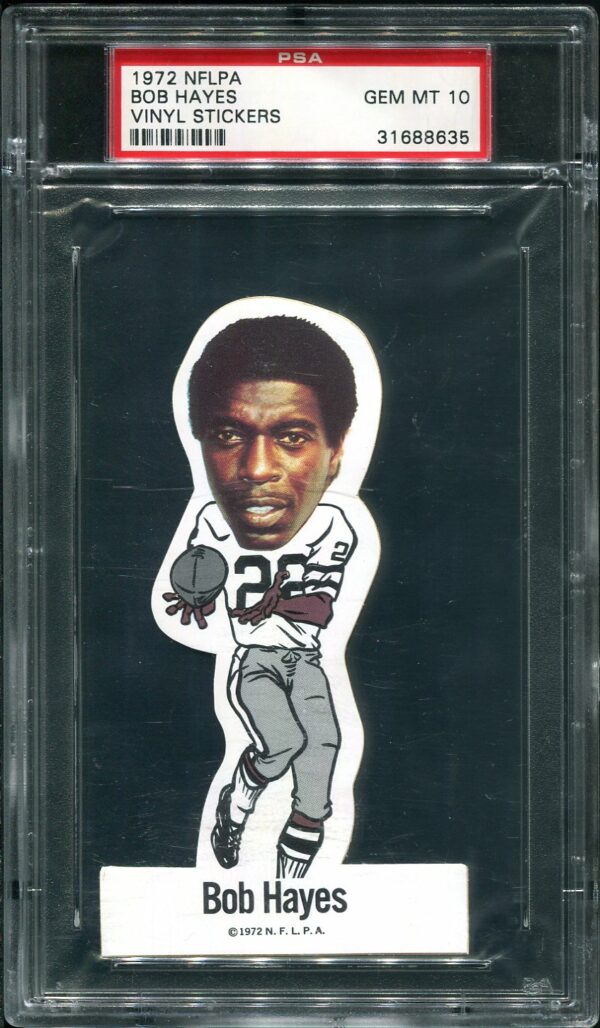 Authentic 1972 NFLPA Vinyl Stickers Bob Hayes PSA 10