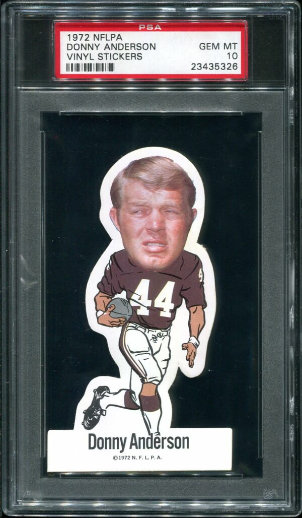 Authentic 1972 NFLPA Vinyl Stickers Donny Anderson PSA 10