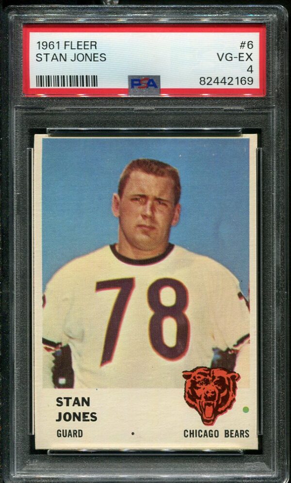 Authentic 1961 Fleer #6 Stan Jones PSA 4 Football Card