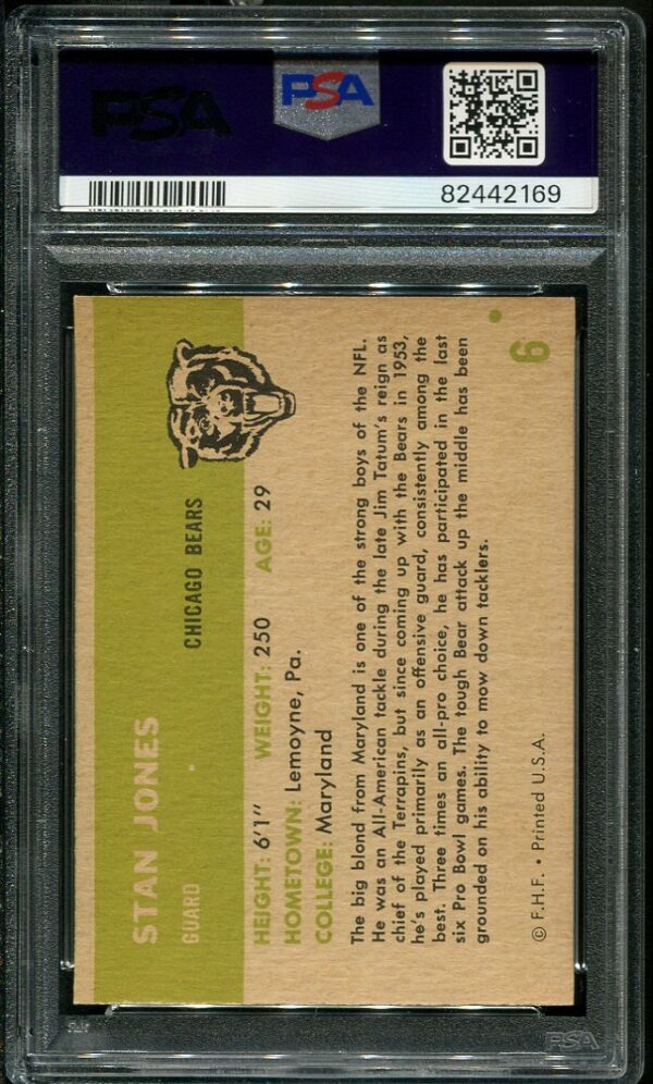 Authentic 1961 Fleer #6 Stan Jones PSA 4 Football Card