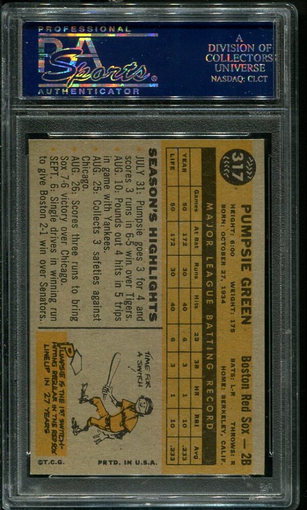 Authentic 1960 Topps #317 Pumpsie Green PSA 7 Baseball Card