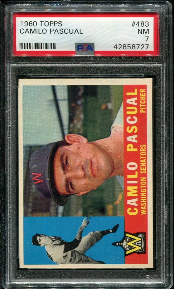 Authentic 1960 Topps #483 Camilo Pascual PSA 7 Baseball Card