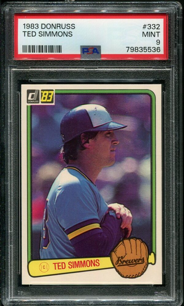 Authentic 1983 Donruss #332 Ted Simmons PSA 9 Baseball Card -