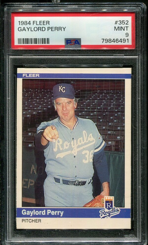 Authentic 1984 Fleer #352 Gaylord Perry PSA 9 Baseball Card