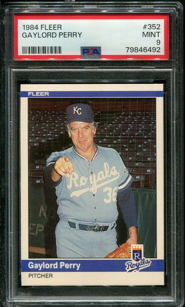 Authentic 1984 Fleer #352 Gaylord Perry PSA 9 Baseball Card