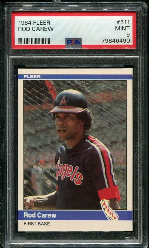 Authentic 1984 Fleer #511 Rod Carew PSA 9 Baseball Card