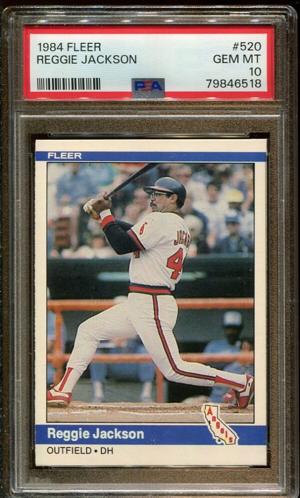 Authentic 1984 Fleer #520 Reggie Jackson PSA 10 Baseball Card