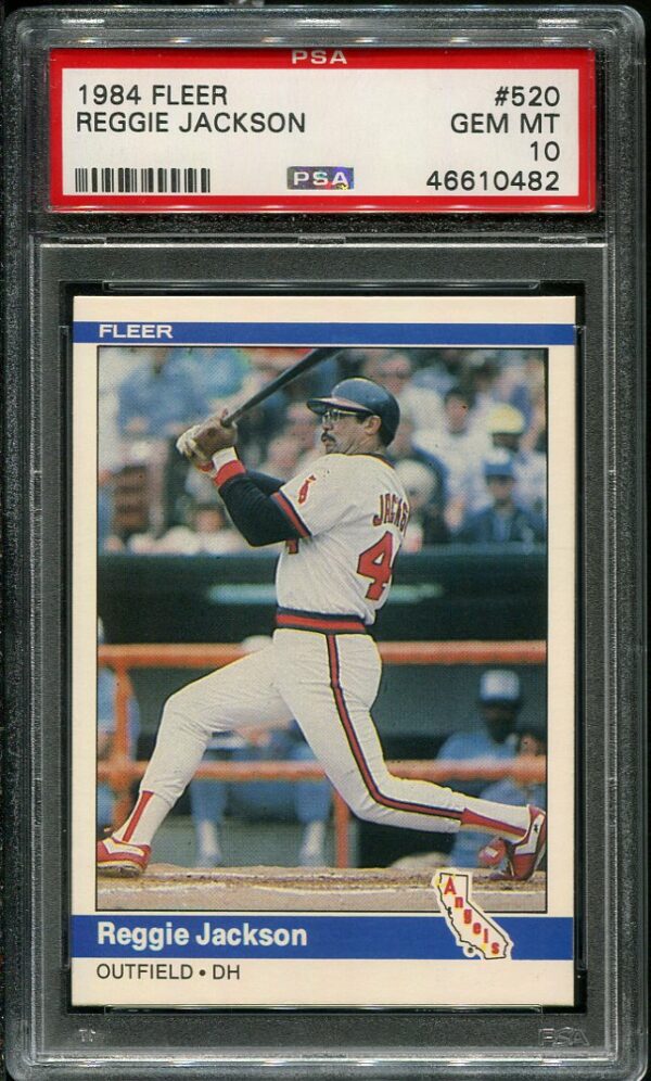 Authentic 1984 Fleer #520 Reggie Jackson PSA 10 Baseball Card