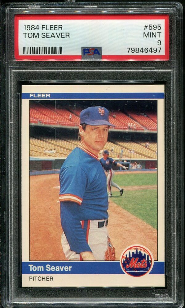 Authentic 1984 Fleer #595 Tom Seaver PSA 9 Baseball Card