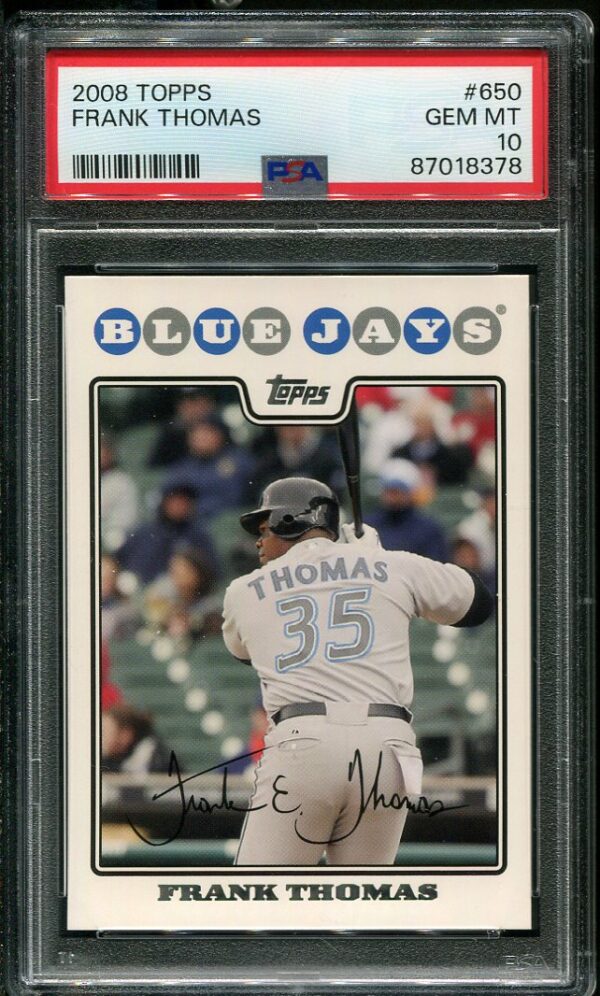 Authentic 2008 Topps #650 Frank Thomas PSA 10 Baseball Card