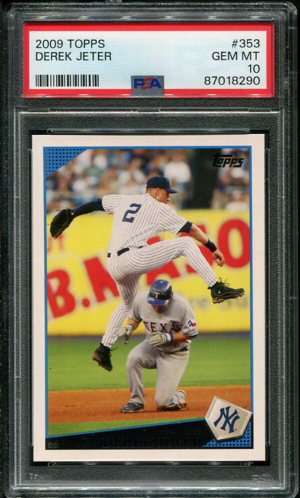 Authentic 2009 Topps #353 Derek Jeter PSA 10 Baseball Card