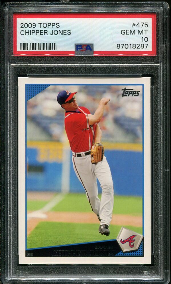 Authentic 2009 Topps #475 Chipper Jones PSA 10 Baseball Card