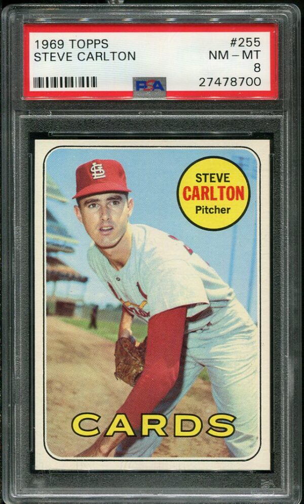 Authentic 1969 Topps #255 Steve Carlton PSA 8 Baseball Card