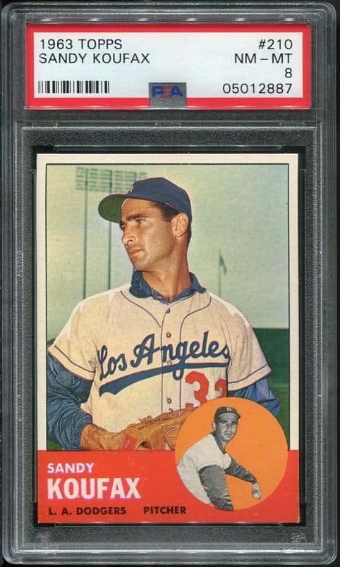 Authentic 1963 Topps #210 Sandy Koufax PSA 8 Baseball Card