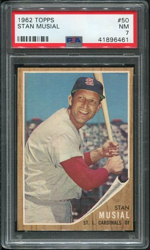 Authentic 1962 Topps #50 Stan Musial PSA 7 Baseball Card