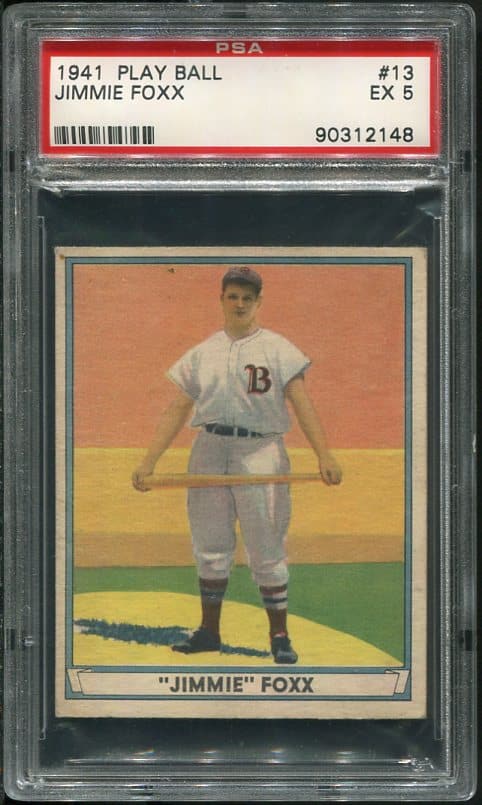 Authentic 1941 Play Ball #13 Jimmie Foxx PSA 5 Vintage Baseball Card