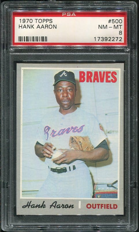 Authentic 1970 Topps #500 Hank Aaron PSA 8 Baseball Card