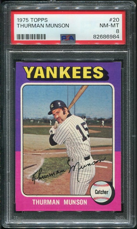 Authentic 1975 Topps #20 Thurman Munson PSA 8 Baseball Card