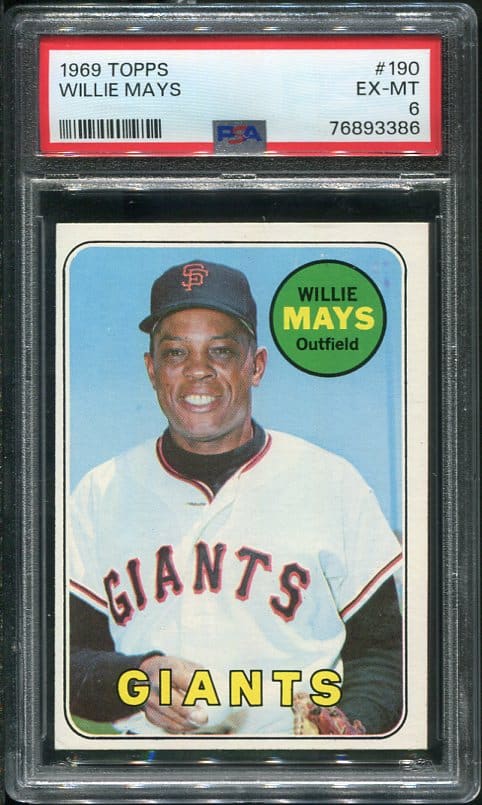 Authentic 1969 Topps #190 Willie Mays PSA 6 Baseball Card