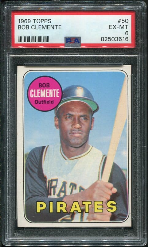 Authentic 1969 Topps #50 Roberto Clemente PSA 6 Baseball Card