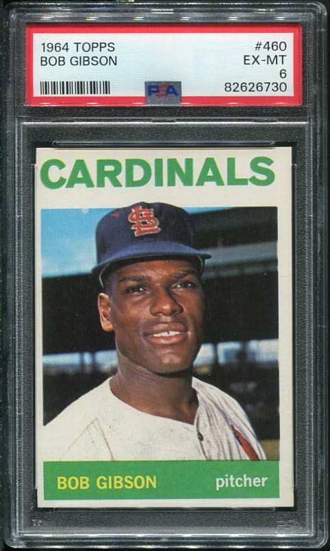 Authentic 1964 Topps #460 Bob Gibson PSA 6 Baseball Card