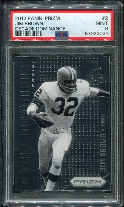 Authentic 2012 Panini Prizm Decade Dominance #2 Jim Brown PSA 9 Football Card