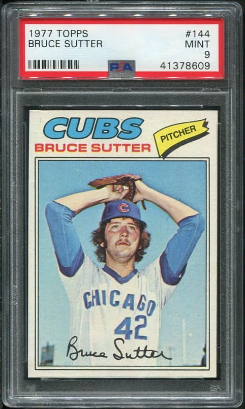 Authentic 1977 Topps #144 Bruce Sutter PSA 9 Baseball Card