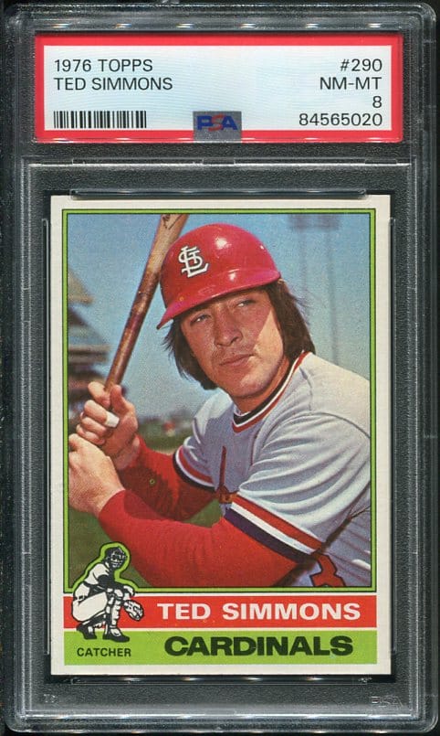 Authentic 1976 Topps #290 Ted Simmons PSA 8 Baseball Card
