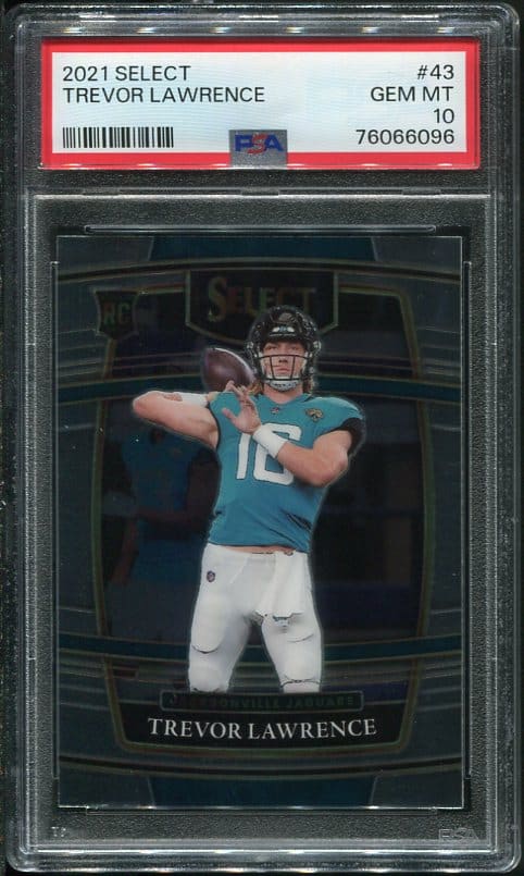 Authentic 2021 Panini Select #43 Trevor Lawrence PSA 10 Rookie Football Card