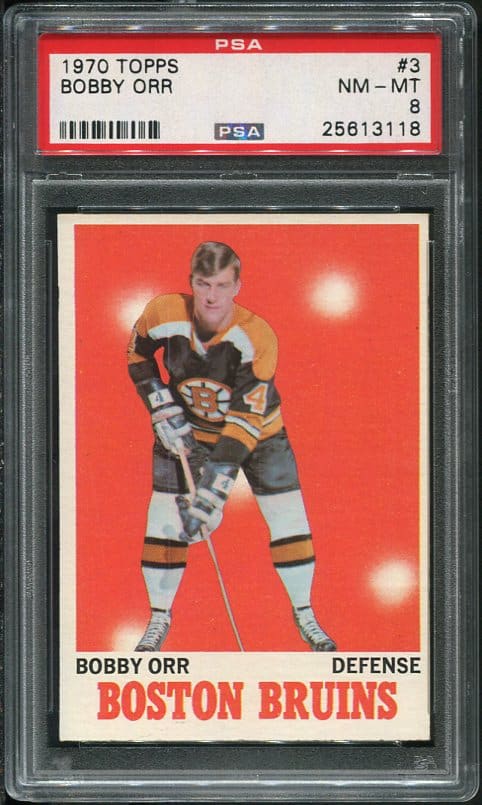 Authentic 1970 Topps #3 Bobby Orr PSA 8 Hockey Card