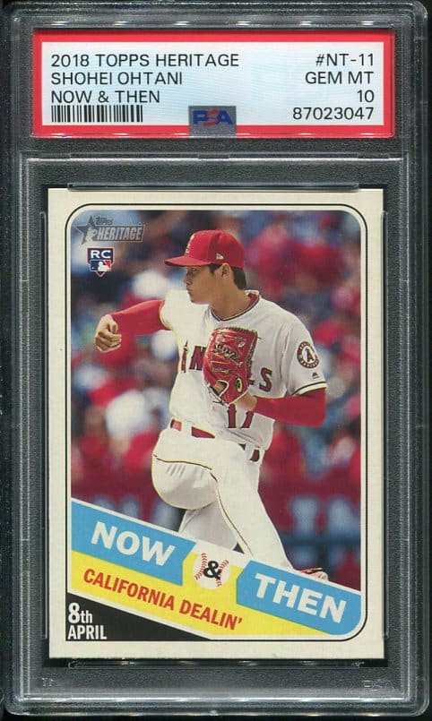 Authentic 2018 Topps Heritage Now & Then Shohei Ohtani PSA 10 Rookie Baseball Card