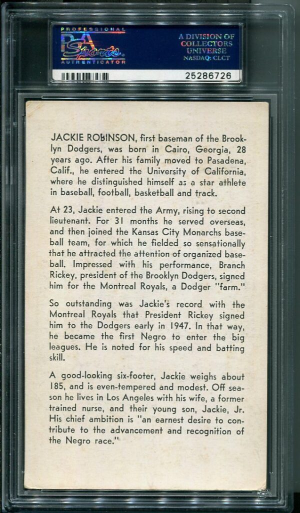 Authentic 1948 Old Gold Cig Jackie Robinson Baseball Card