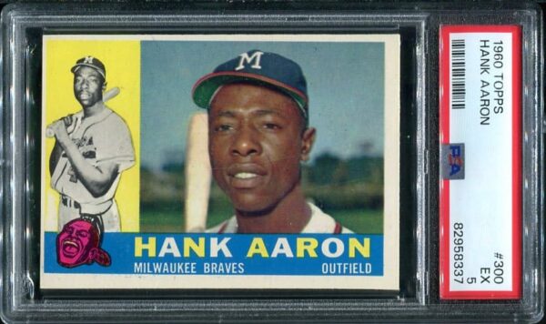 Authentic 1960 Topps #300 Hank Aaron PSA 8 Baseball Card