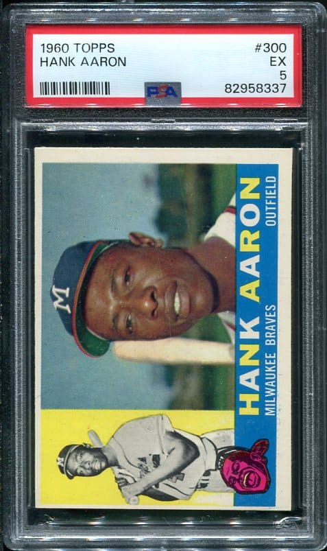 Authentic 1960 Topps #300 Hank Aaron PSA 8 Baseball Card