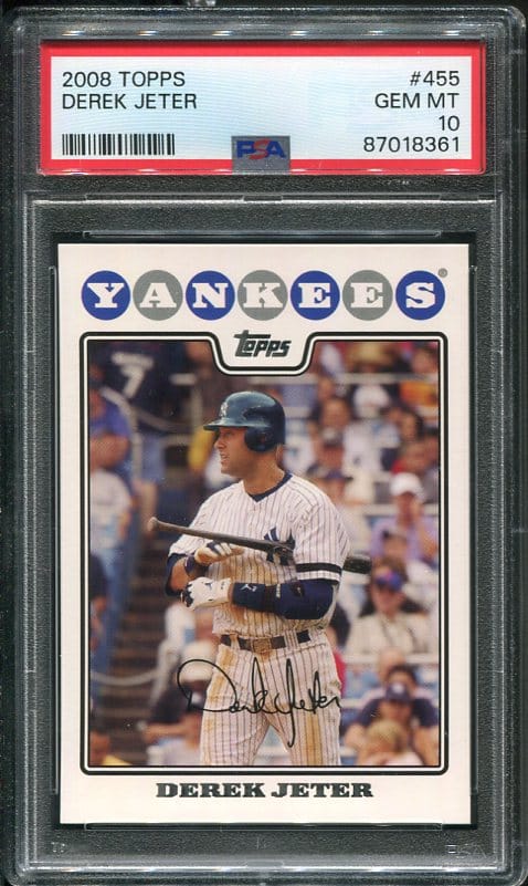 Authentic 2008 Topps #455 Derek Jeter PSA 10 Baseball Card
