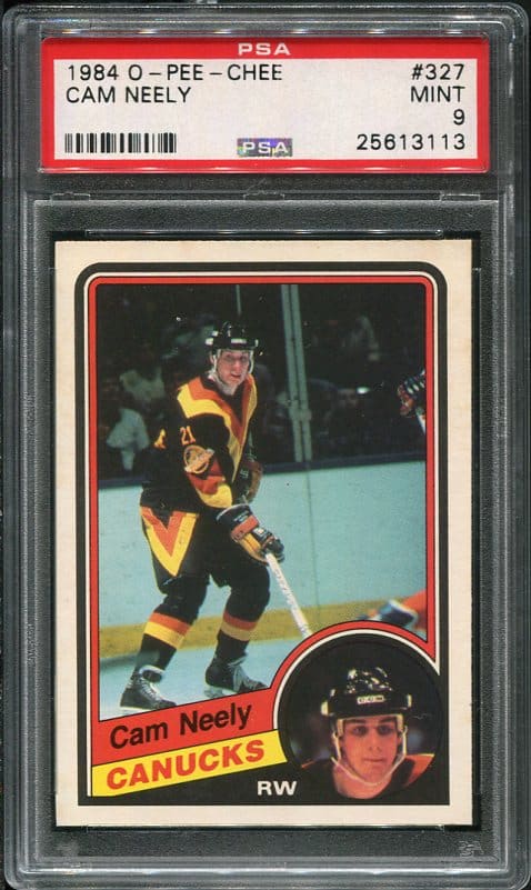 Authentic 1984 O-Pee-Chee #327 Cam Neely PSA 9 Rookie Hockey Card