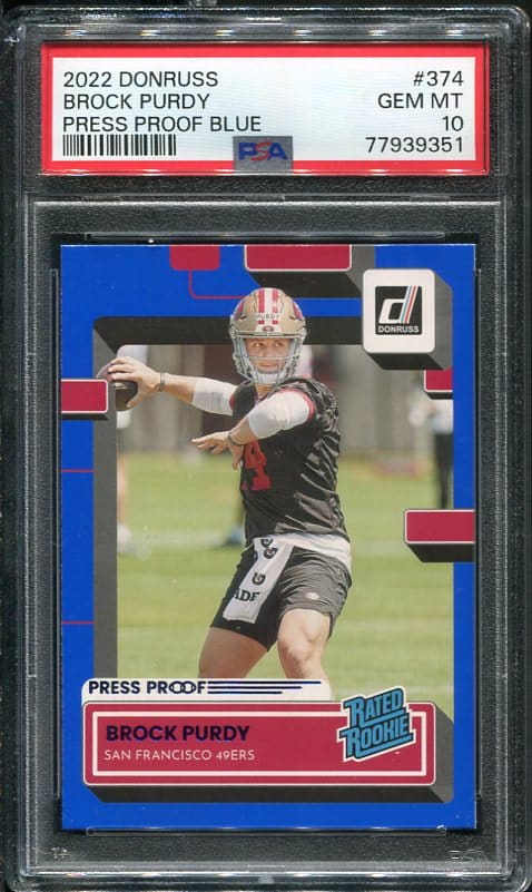 Authentic 2022 Donruss #374 Brock Purdy PSA 10 Rookie Football Card