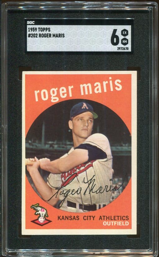 Authentic 1959 Topps #202 Roger Maris Gray Back SGC 6 Baseball Card