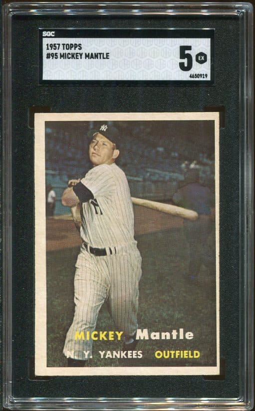 Authentic 1957 Topps #95 Mickey Mantle SGC 5 Baseball Card