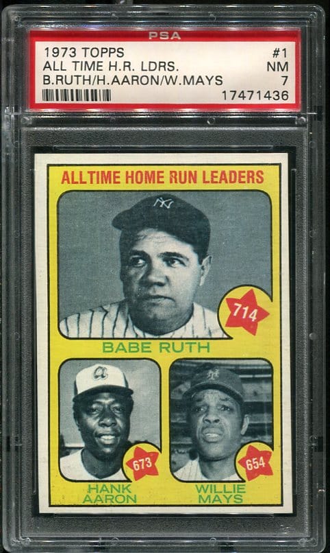 Authentic 1973 Topps #1 All Time HR Leaders PSA 7 Baseball Card