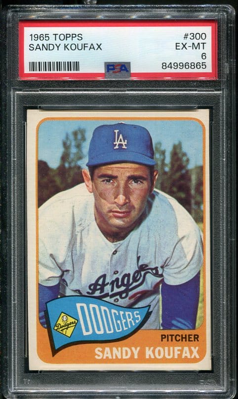 Authentic 1965 Topps #300 Sandy Koufax PSA 6 Baseball Card