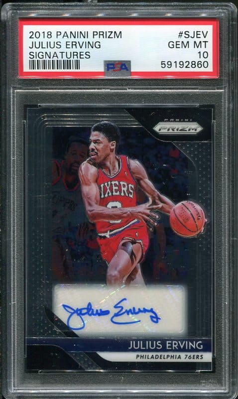 Authentic 2018 Panini Prizm Signatures #SJEV Julius Erving PSA 10 Basketball Card