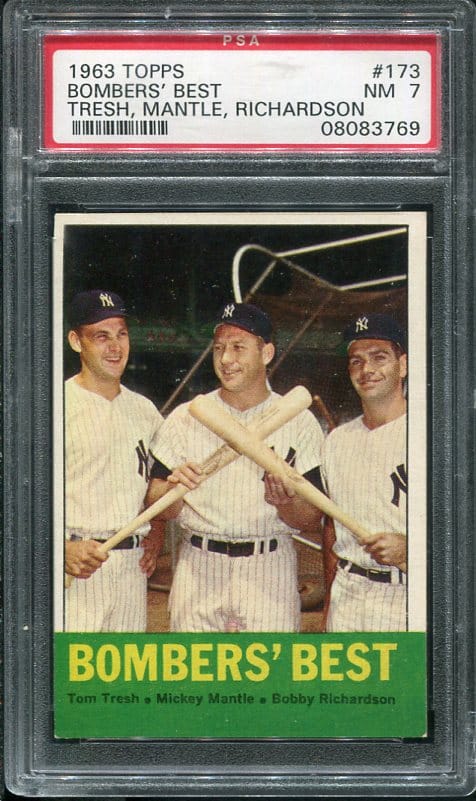 Authentic 1963 Topps #173 Bomber's Best Mickey Mantle PSA 7 Baseball Card