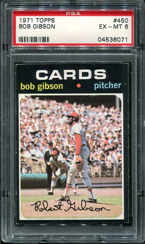 Authentic 1971 Topps #450 Bob Gibson PSA 6 Baseball Card