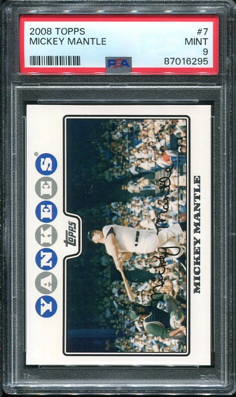 Authentic 2008 Topps #7 Mickey Mantle PSA 9 Baseball Card