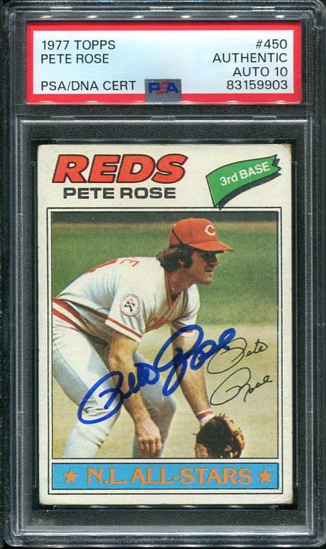 Authentic Autographed 1977 Topps #450 Pete Rose Baseball Card