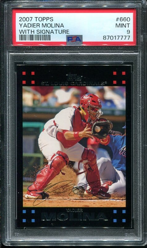 2007 Topps #660 Yadier Molina PSA 9 Baseball Card