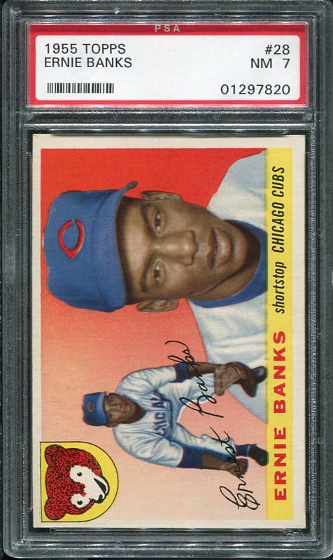 Authentic 1955 Topps #28 Ernie Banks PSA 7 Baseball Card